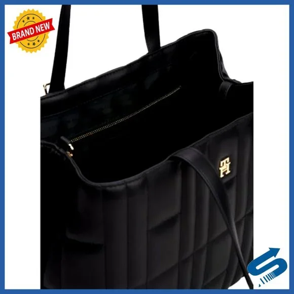 Lightweight Quilted Tote Bag with Adjustable Strap and Zip Pocket